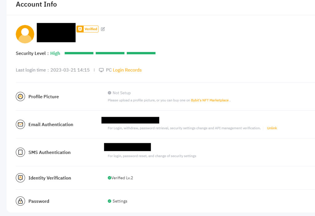 bybit Account info