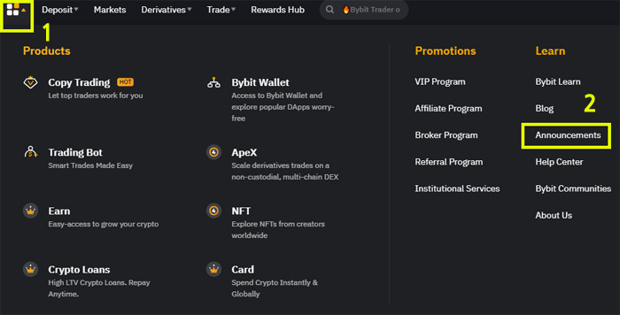 bybit announcements