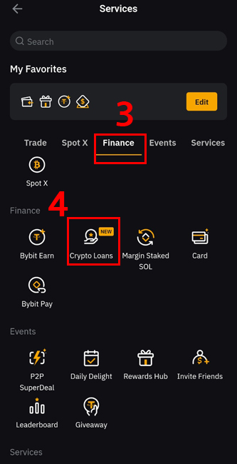 bybit Crypto Loans 경로 두번째 화면