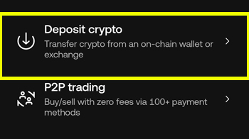 okx 테더 입금을 위해 OKX Deposit crypto 선택